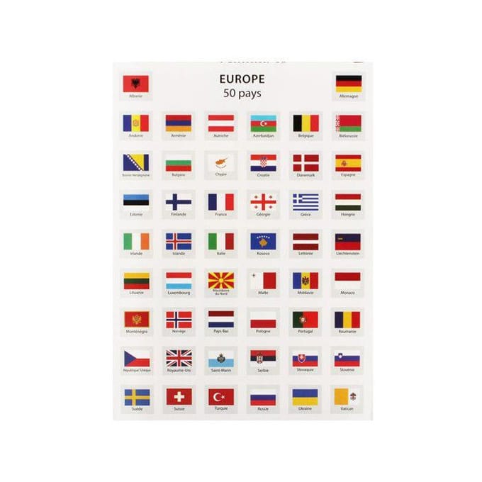 Gommettes - De vlaggen - Vlaggen van de landen van de wereld - 214 stuks