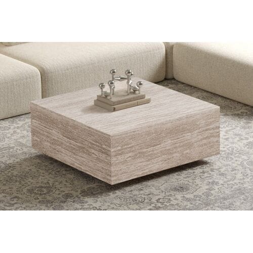 Salontafel 'Jane' Decor in Travertin Beige kleur - H 38cm x L 90 x B 90 cm