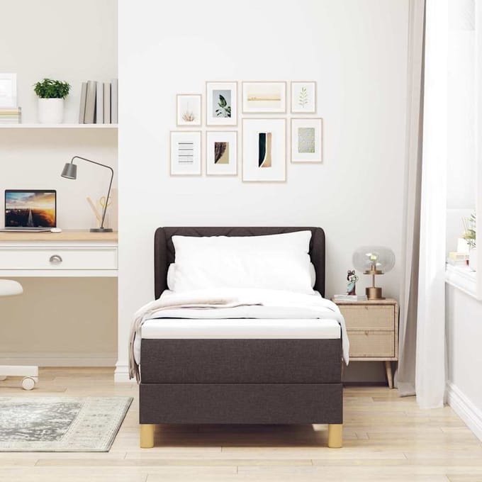 vidaXL - Boxspring - bed - met - hoofdeinde - Donkerbruin - 80 - x - 200 - cm - Stof