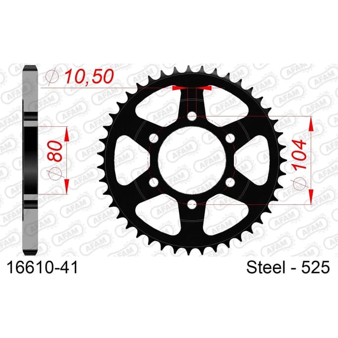 Stalen tandwiel Afam 525 41 dents