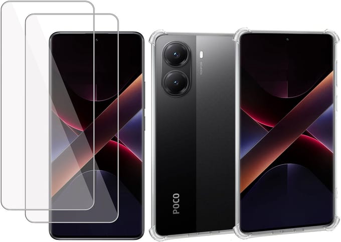 ChiGuard Hoesje & 2x Screenprotector geschikt voor Poco X7 Pro – Gehard Glas Cover + Shock Proof Case – Transparant