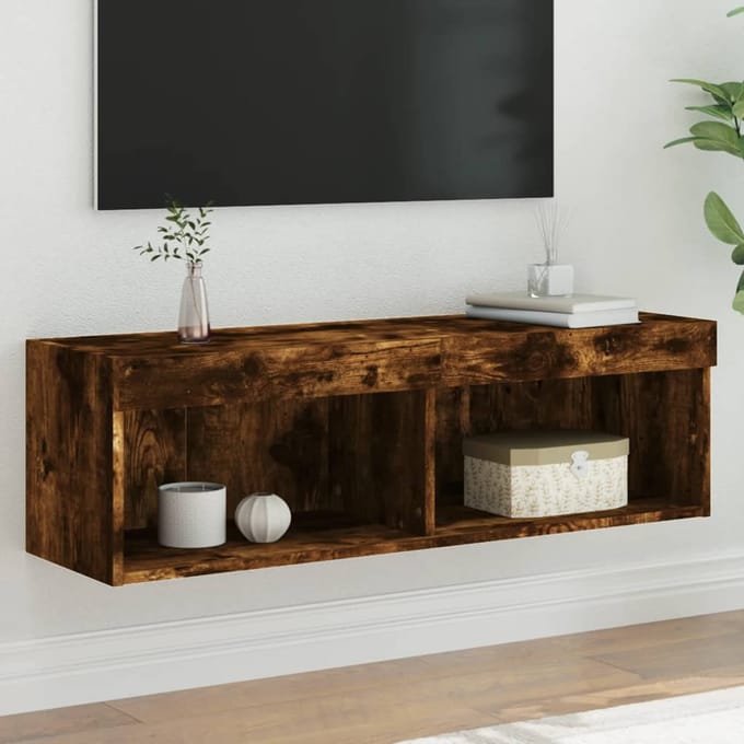 vidaXL - Tv-meubel - LED-verlichting - 100x30x30 - cm - gerookt - eikenkleurig