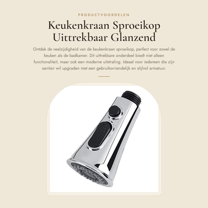 Dailygoods- Sproeikop - Douchekop - Keukenkraan - Vervangend Onderdeel - ABS - G1 2 Buitendraad