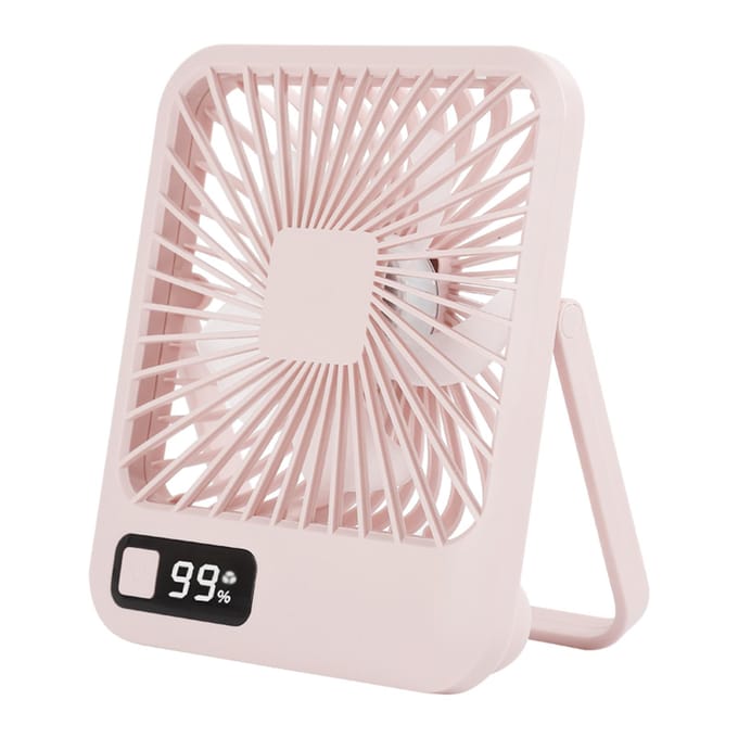 Q3 Bureauventilator Draagbare persoonlijke ventilator Digitaal display 5 windsnelheden Verstelbare elektrische koelventilator USB roze