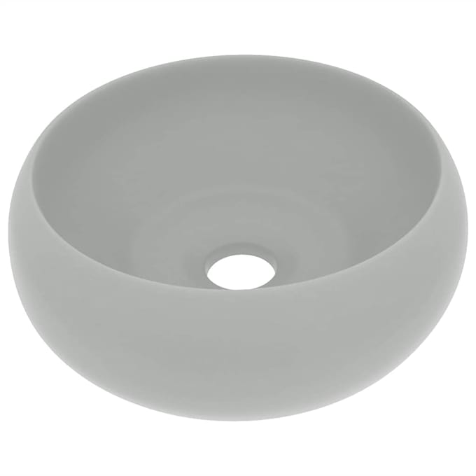 vidaXL - Wastafel - rond - 40x15 - cm - keramiek - mat - lichtgrijs