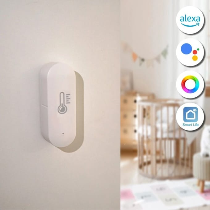 Slimme Zigbee temperatuursensor en luchtvochtigheid sensor - Werkt met Smart Life app - Wit