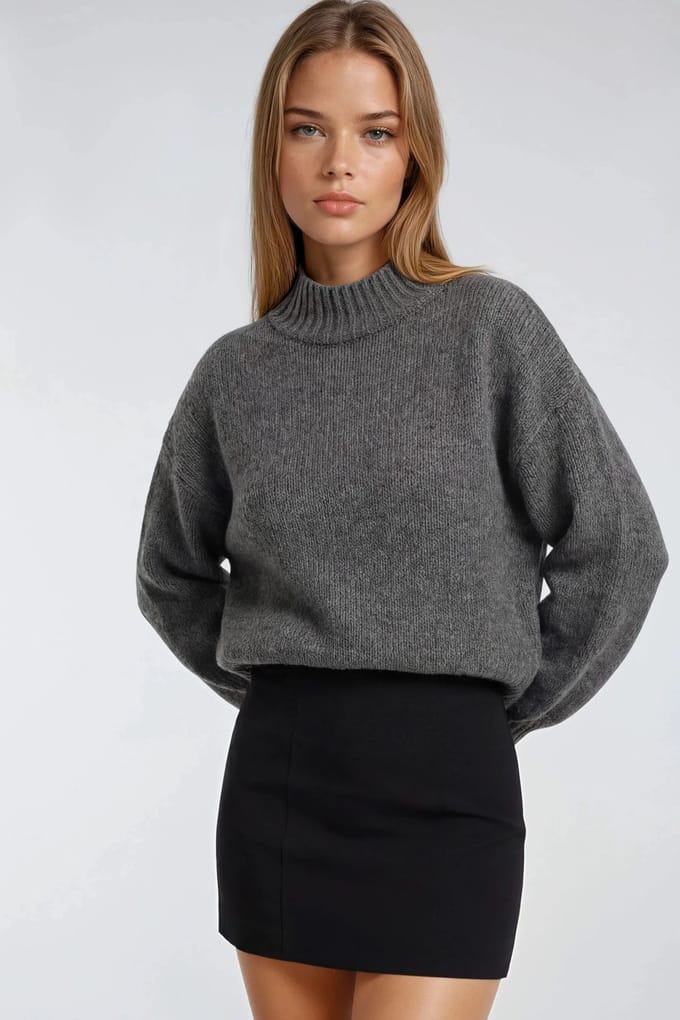 Relaxed Fit Crew Neck Dikke Gebreide Trui
