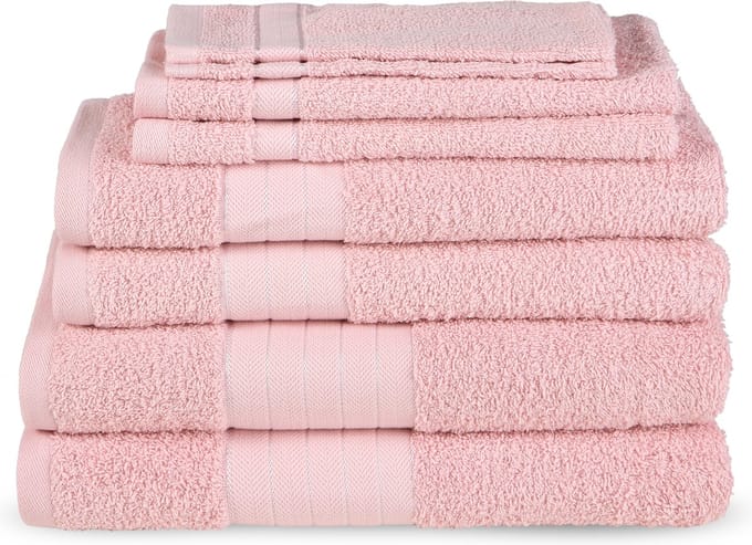 Good Morning uni handdoek effen kleur - Handdoekenset 8 - Lichtroze - Badstof