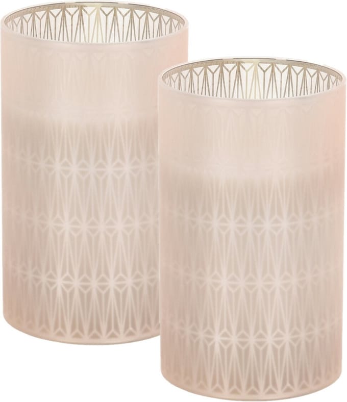 Home and Styling luxe LED kaarsen - 2x st- in glas - warm wit - D7,5 x H12,5 cm