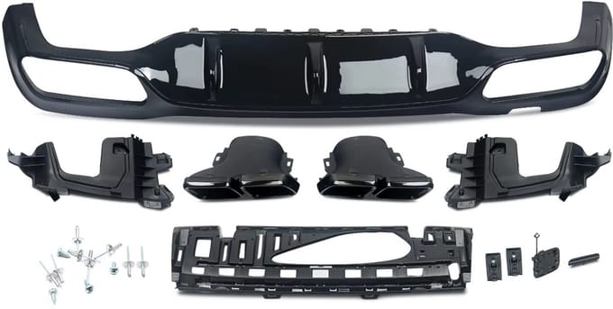 Achterbumper Diffuser - Voor Mercedes W213 E-Klasse (2016-2020) - AMG E63 Stijl - Carbon Look - Auto Accessoires