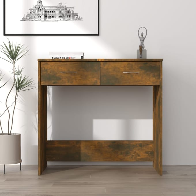 vidaXL - Bureau - 80x40x75 - cm - bewerkt - hout - gerookt - eikenkleurig
