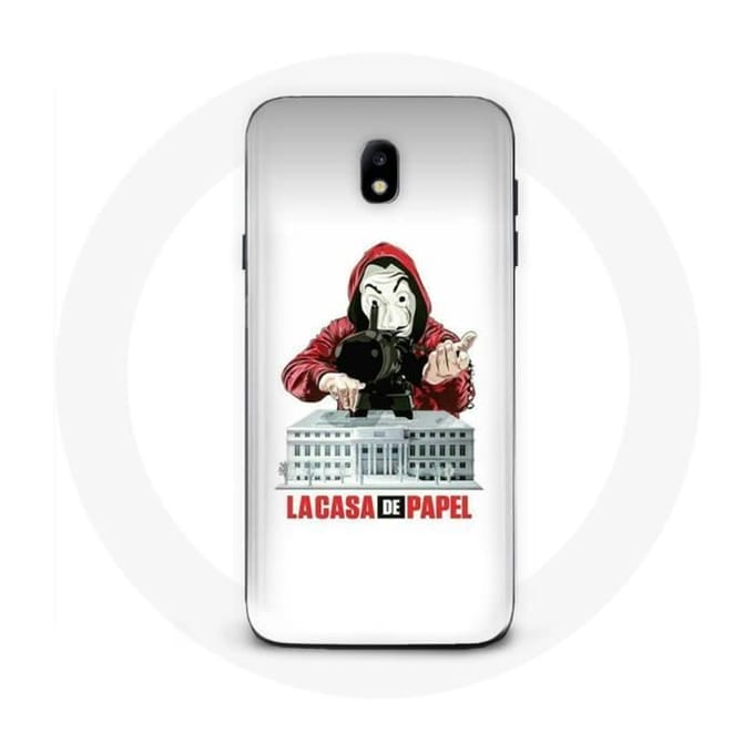 Hoesje voor Samsung Galaxy J5 2017 La casa de papel mask logo witte achtergrond