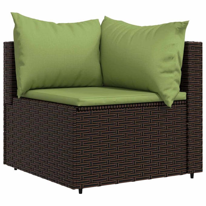 vidaXL - Tuinhoekbanken - met - kussens - 2 - st - poly - rattan - bruin