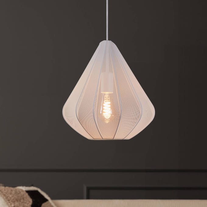 EGLO Dolwen Hanglamp - E27 - Ø 33,5 cm - Wit - Textiel