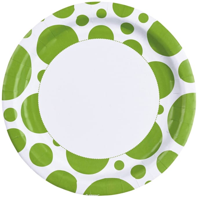 Feestborden Dots 22,8 Cm 8 Stuks groen