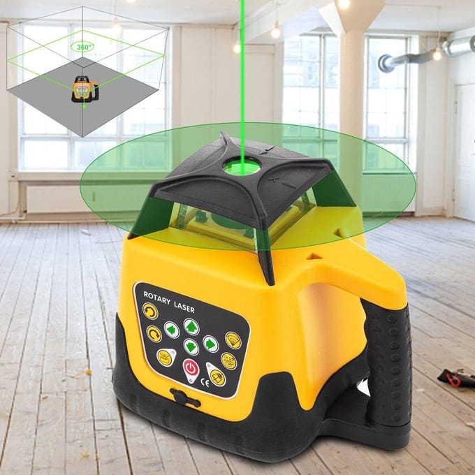 Vevor Roterende Groene Laser Kit 500m+1.65m Aluminium Statief+5m Laserwaterpas Staf