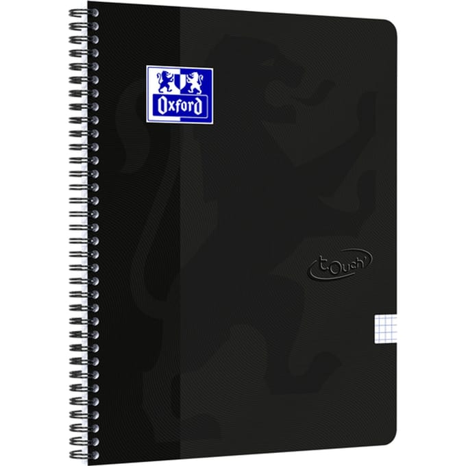 Oxford Touch - Schrijfblok - A4 - Geruit - 140 pagina's - 90g - soft cover - zwart