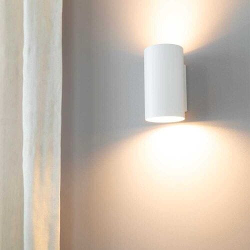 HOFTRONIC – Giove bianco cilindervormige wandlamp – Dimbaar – Up en downlight – Mat wit aluminium – GU10 fitting – IP20 – Binnengebruik
