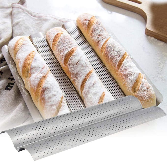 2 Sleuf Baguette Bakplaat Anti-aanbak Brood Bakplaat Roestvrijstalen Bakvorm gray