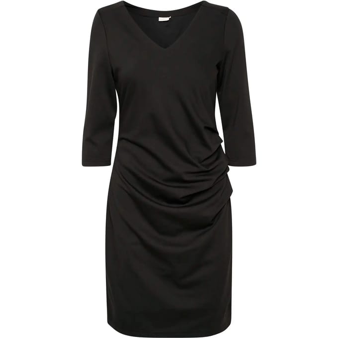 Kaffe KAindia V-neck 3/4 SL Dames Jurk -Black Deep