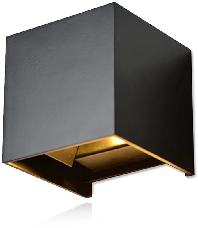 Zwart wandlamp - kubus dimbaar - 6 Watt 3000K IP54