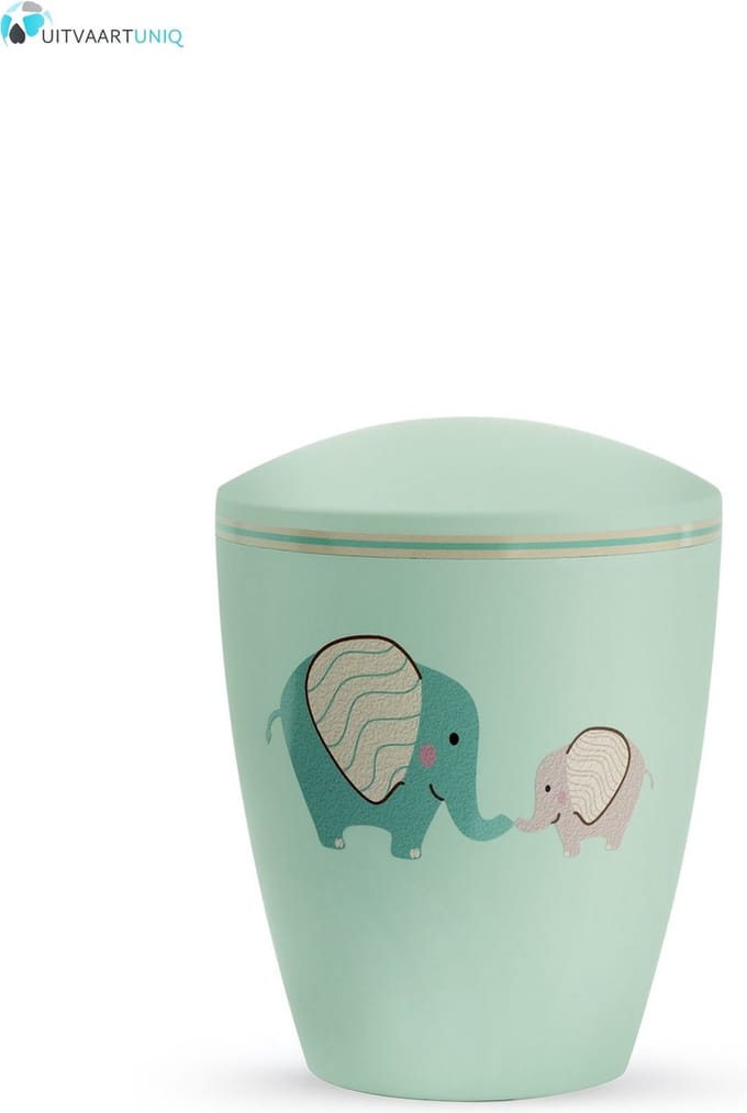 Kinder urn olifanten mintgroen - bio