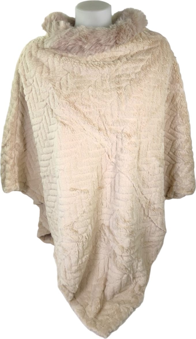 Qischa® - Dames Poncho - Mantel - Winter poncho - One size - beige