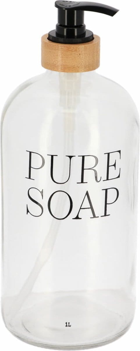 Tendance Zeeppompje - 1L - glas / bamboe - rond - pure soap - vrijstaand