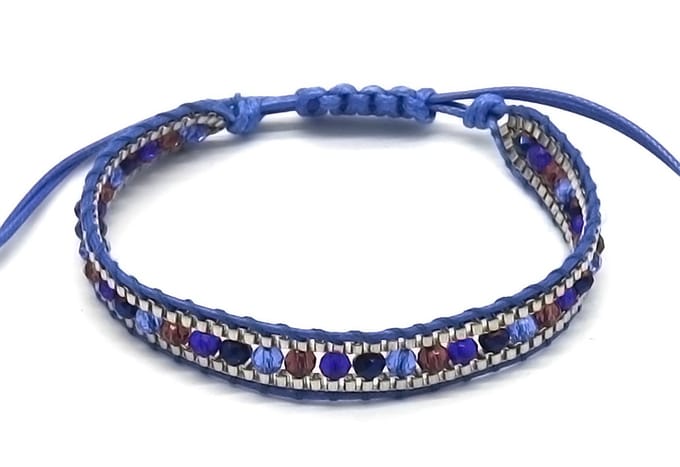 Armband Dames - Glaskralen - Verstelbaar - Blauw
