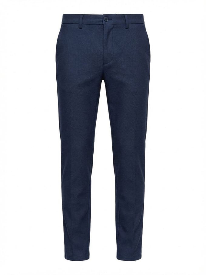 OMBRE Broek - Slim Fit - Rits - Effen Marine L