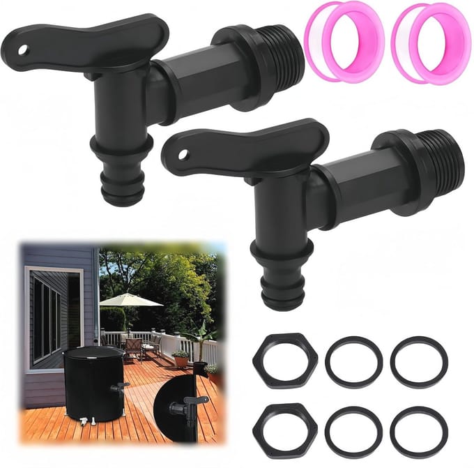 Kunststof reservekraan 3/4 inch voor regenton - Set van 2