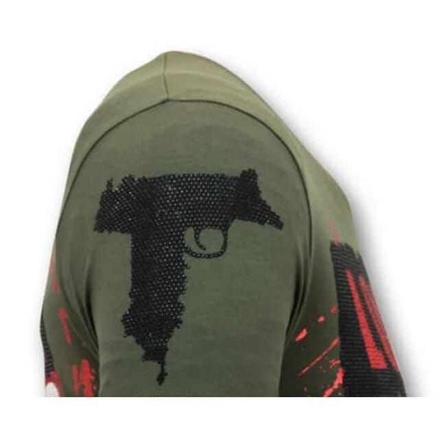 Heren T-shirt Rhinestone - Los Jefes De Narcos - Groen