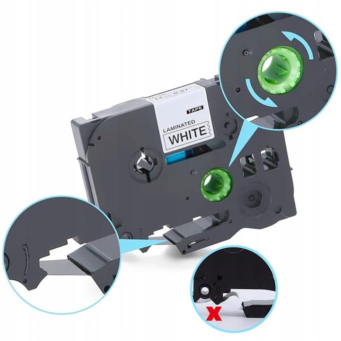 Brother TZe-143 tape 18mm transparant, blauwe opdruk