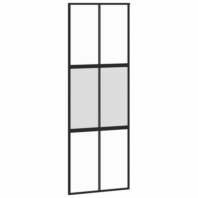 vidaXL - Schuifdeur - 76x205 - cm - gehard - glas - en - aluminium - zwart