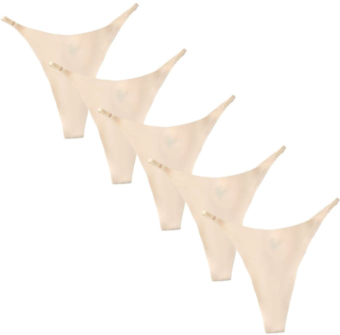 Emilie collection - ondergoed - string – Set van 5 - Minimalistische met Smalle Band – beige