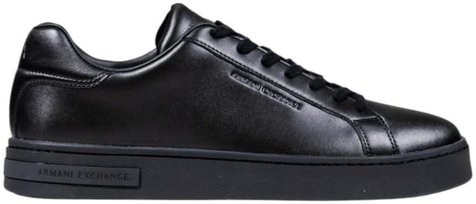 Leather Slip-On Sneakers with Laces - Black
