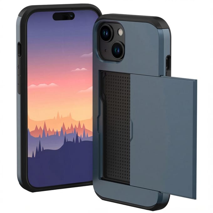 imoshion Hoesje met Pasjeshouder - Geschikt voor Apple iPhone 15 - Donkerblauw