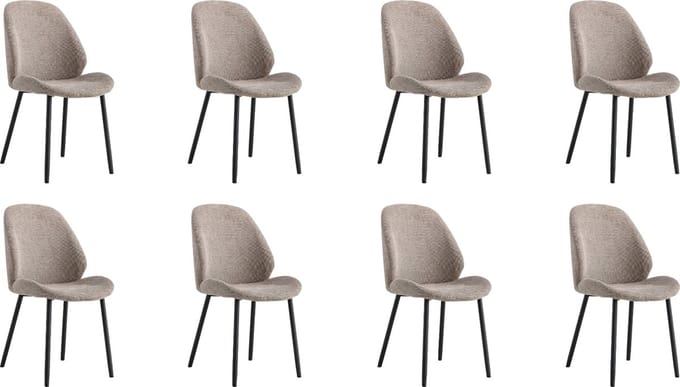 QUVIO Eetkamerstoelen Lola - Eetkamerstoel - Grijze stoel - Polyester - Staal - Grijs - Set van 8