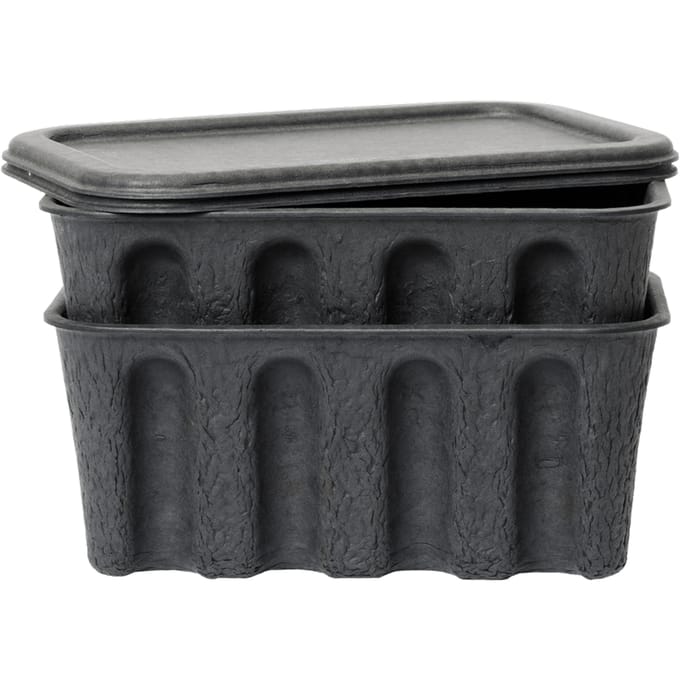 Ferm Living Paper Pulp Box Set van 2 - klein - zwart