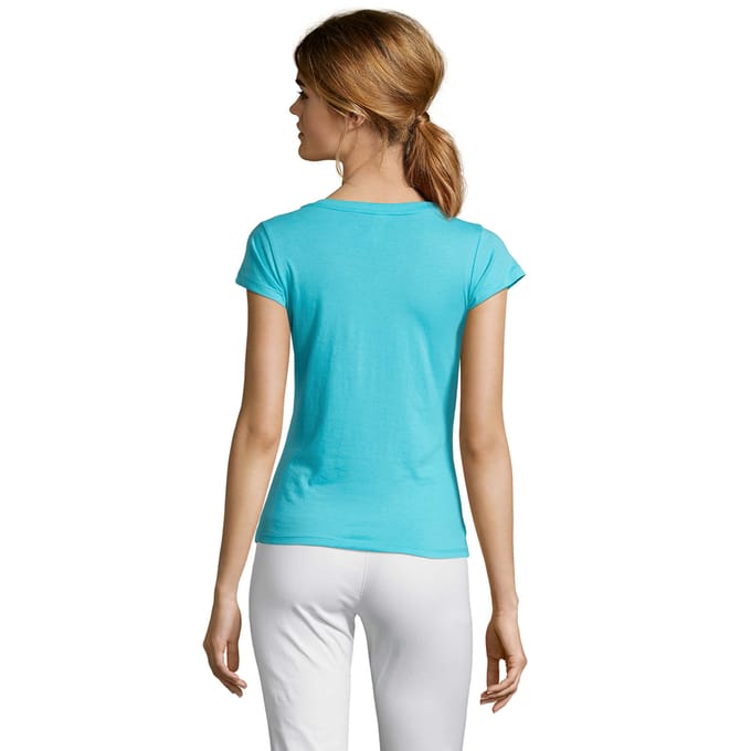 SOLS Dames/Dames Maan V Hals T-shirt (Atol blauw)