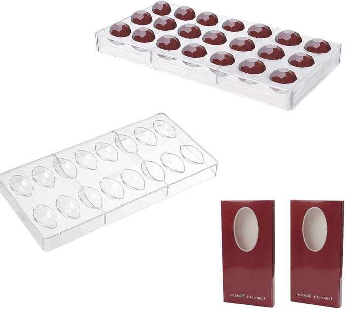 Set van 2 Polycarbonaat Chocolade Mallen voor het Maken van Chocolades, Taarten en Snoepgoed