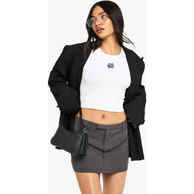 boohoo Dames Op maat gemaakte mini-rok | Slate Grey | Maat: 10