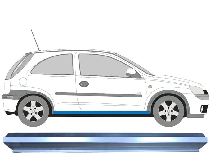 Reparatie dorpel voor Opel Corsa C 2000-2010 / Links = Rechts (symmetrisch)
