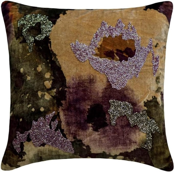 Luxe Paarse Sierkussenhoes Velvet 45x45 cm - Handmade Abstract Design