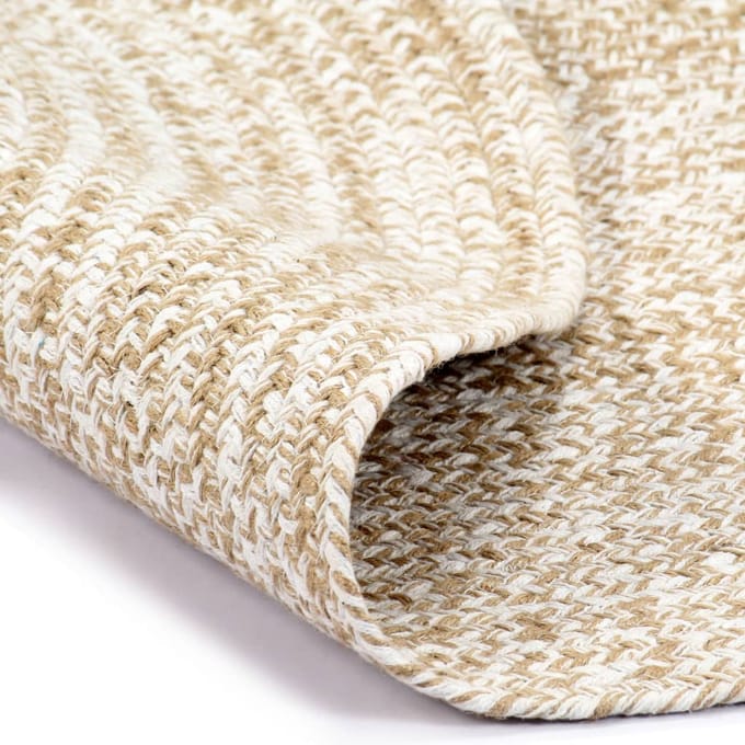 vidaXL - Vloerkleed - handgemaakt - 90 - cm - jute - wit - en - naturel