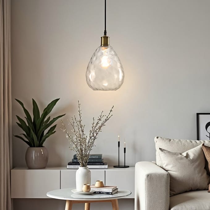 LumenXL 1-lichts hanglamp Verona transparant - druppel glas bolling