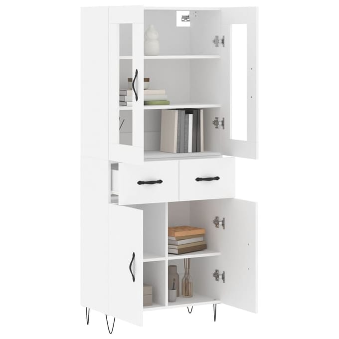 vidaXL - Hoge - kast - 69,5x34x180 - cm - bewerkt - hout - wit