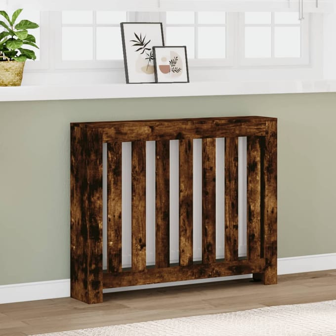 vidaXL Radiatorombouw 104x20x82 cm bewerkt hout gerookt eikenkleurig