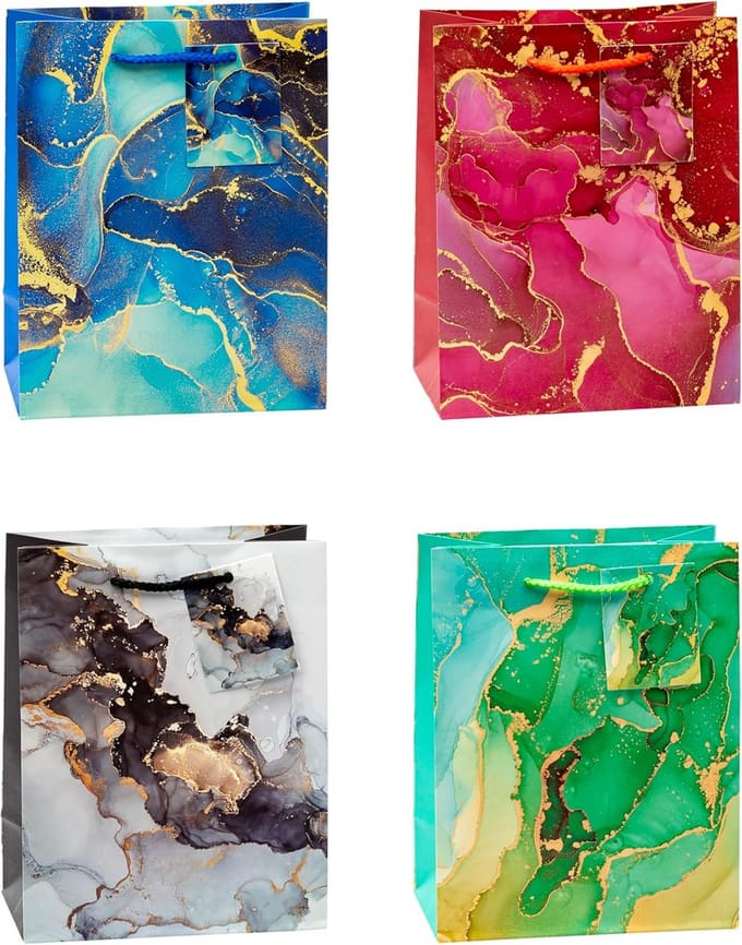 12 Medium Cadeauzakjes Marmerlook 23x18x10cm