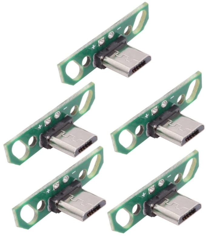 Allecto - USB 2.0 DIY Socket - Micro USB 2 Pin Plug Jack Solder Adapter - Geschikt voor elektronica - Handzaam formaat - Ideaal voor hobbyprojecten...